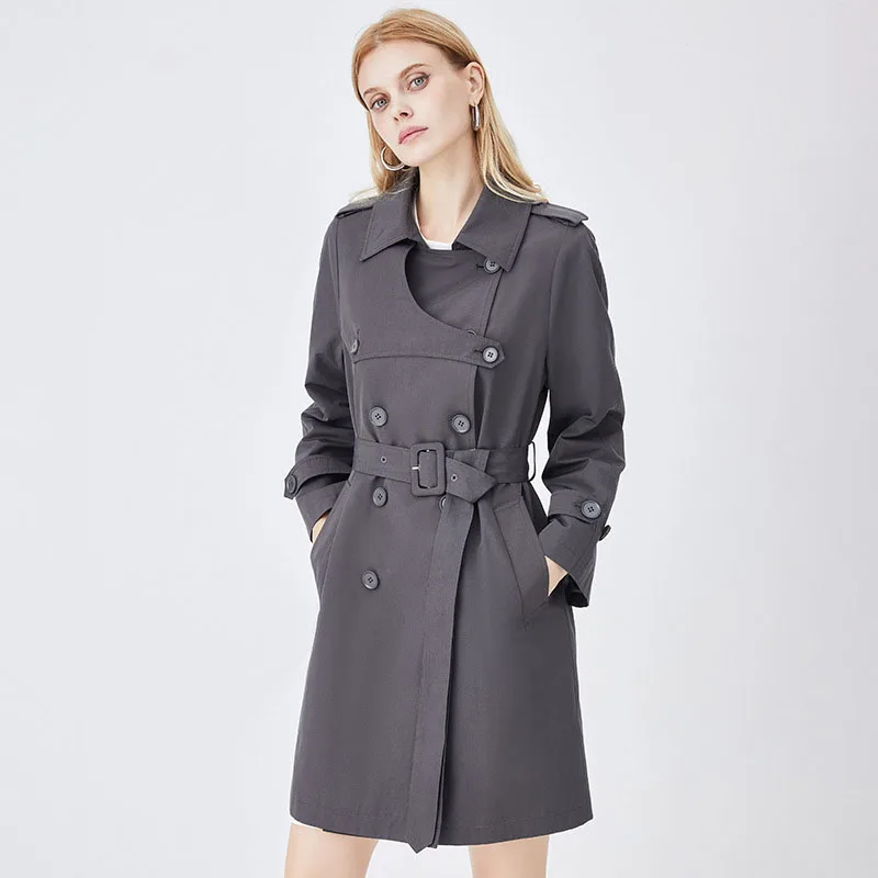 Mid-length trench coat for women 2024 autumn new small British style high-grade style coat