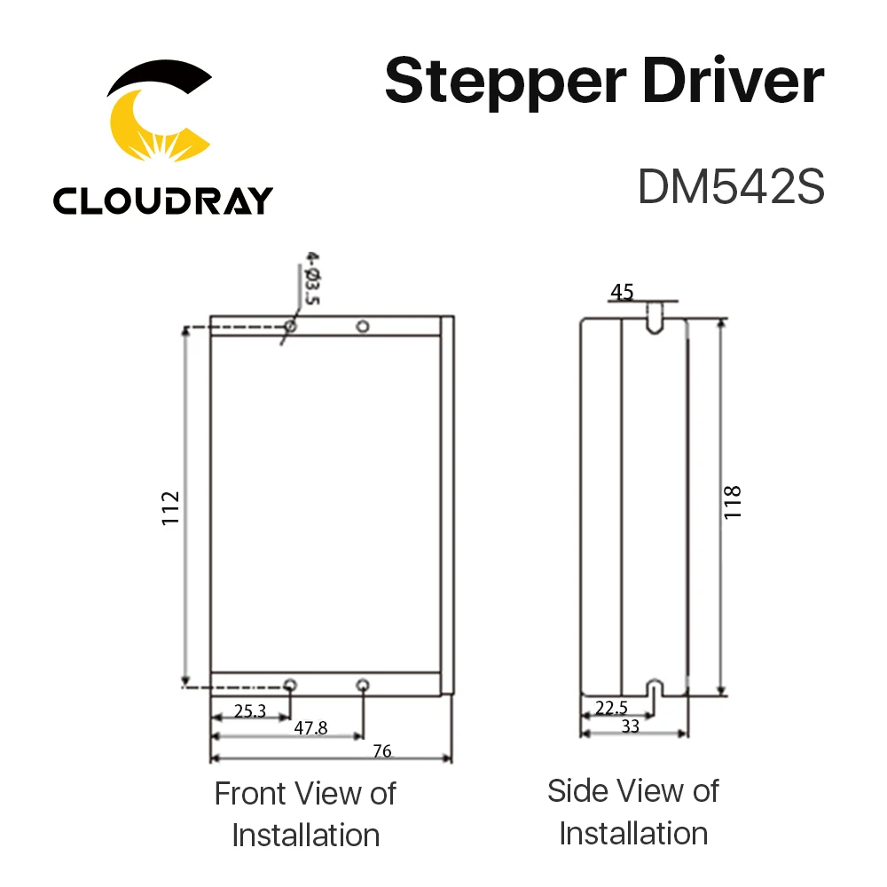 Cloudray 2-Phase Stepper Motor Driver DM542S Supply Voltage 18-50VDC Output 1.0-5.0A Current