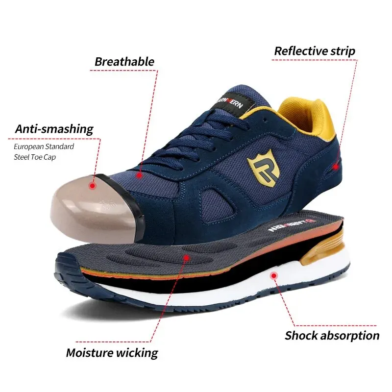 LARNMERN Men Safety Shoes SRC Anti-slip Steel Toe Shoes for Men Anti-static Work Sneakers Breathable Construction Boots