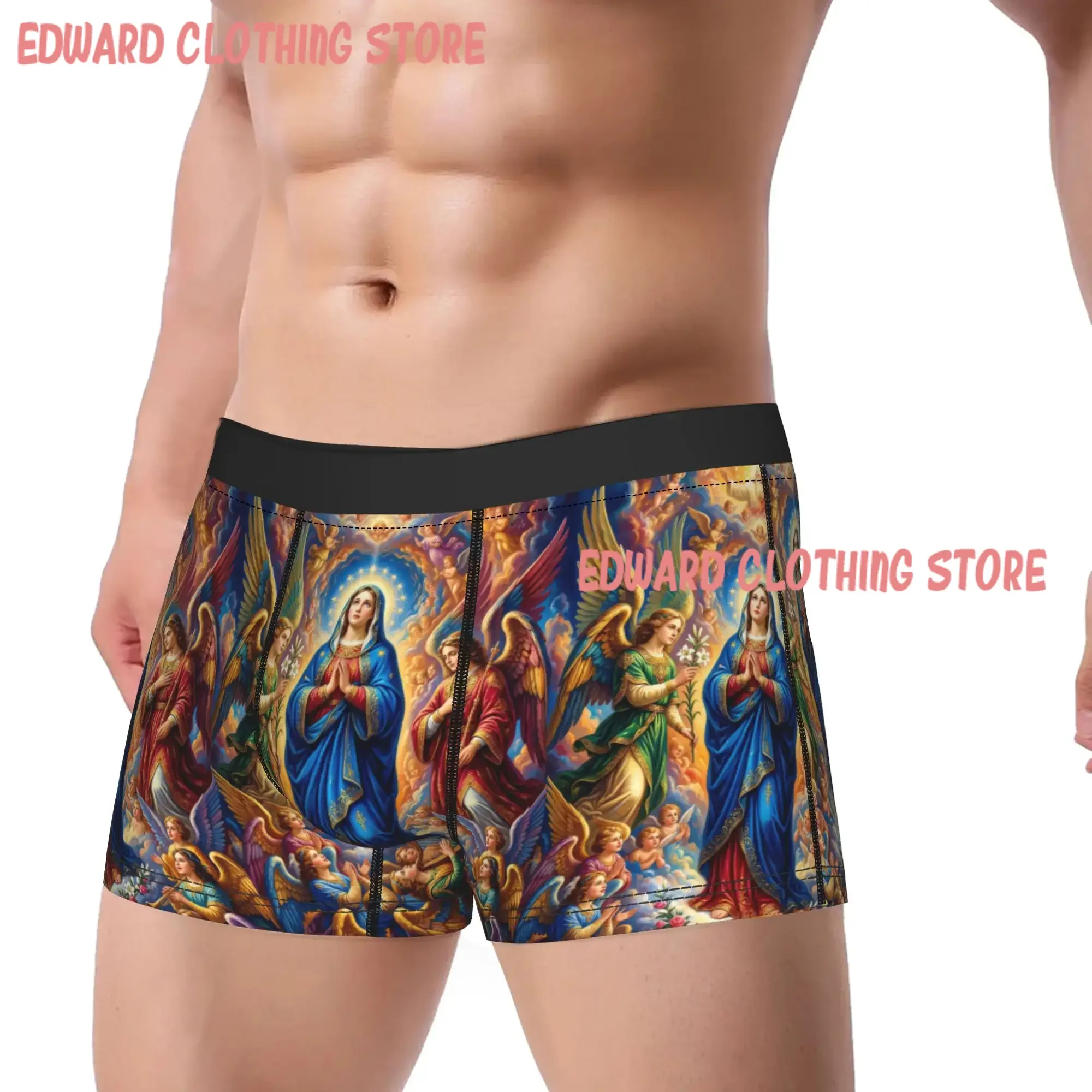 Virgin Of Guadalupe Underwear  Men Underpants Custom DIY Comfortable Trunk Trenky Boxer Brief Big Size 2XL
