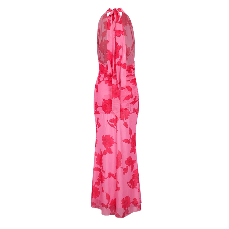 Frühling Sommer Neue Boho Damen Cami-Kleider Mode Schulterfreie Ärmellose Bedruckte Reißverschluss Damen Cami Sexy Maxi-Kleider Bekleidung – Detail 13