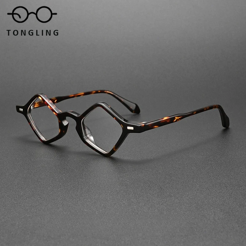 2026 HighQuality Handcrafted Acetate Eyeglass Frame Diamond-Shaped Personalized Retro Fashion Casual Men And Women Unique Design