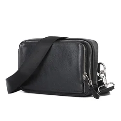 Man Leather Shoulder Chest Bag Men's Oil Wax Cow Leather Messenger Bag For Men Casual Shoulder Bag