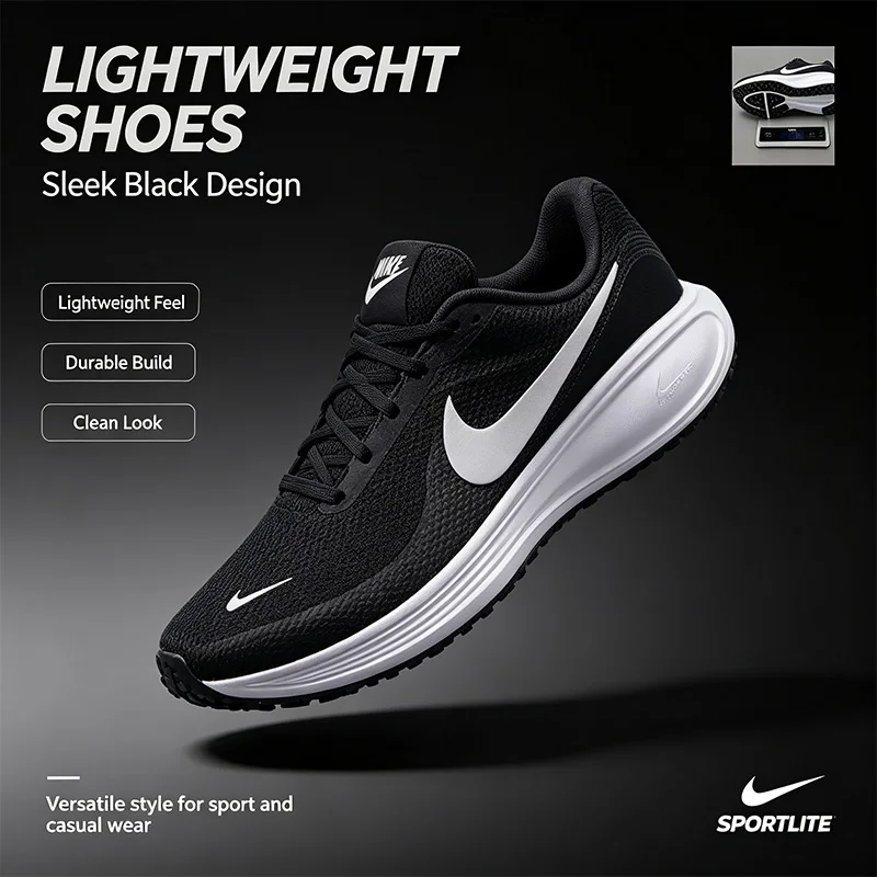 Nike Black Running Shoes Official Genuine Men Women Breathable Cushioned Sneakers Outdoor Training Non-Slip Casual Sports Shoes