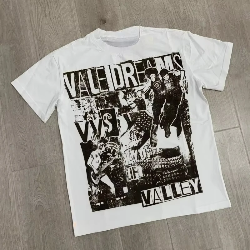 

Летняя винтажная хлопковая футболка с принтом Vale Forever в стиле ретро Valley Series, удобная модная футболка с короткими рукавами для мужчин и женщин, топы