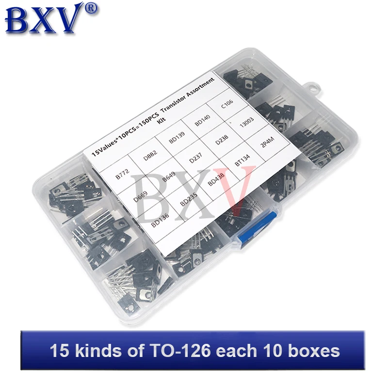 TO-126 Transistor Assortment Kit  150PCS/Set B772 D882 BD139 BD140 C106 D669 B649 D237 D238 13003 BD136 BD235 BD438 BT134 2P4M