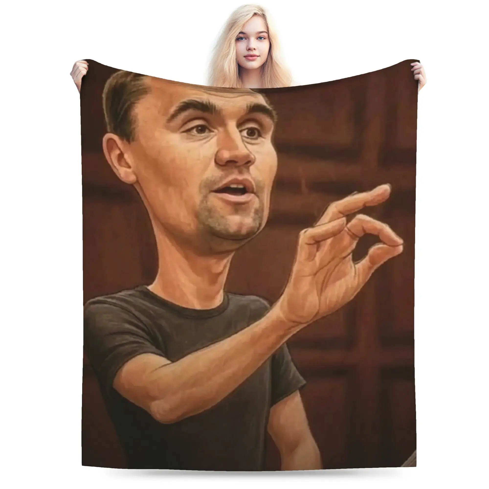 Charlie Kirk Speaking Funny Meme Flannel Blanket Adults Girls  Soft Bedding Throws Winter Bedroom Bedspread Sofa Bed Cover