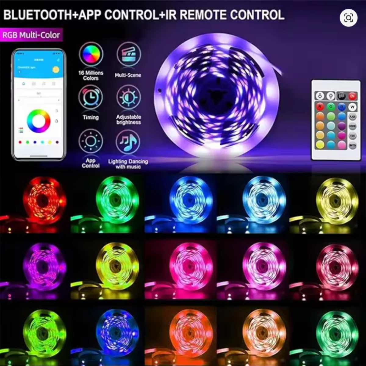 1-30M RGB LED Strip Light with Remote Control USB 5V Bluetooth LED Strip Flexible Ribbon Luces Led Tape for Game Room Decoration