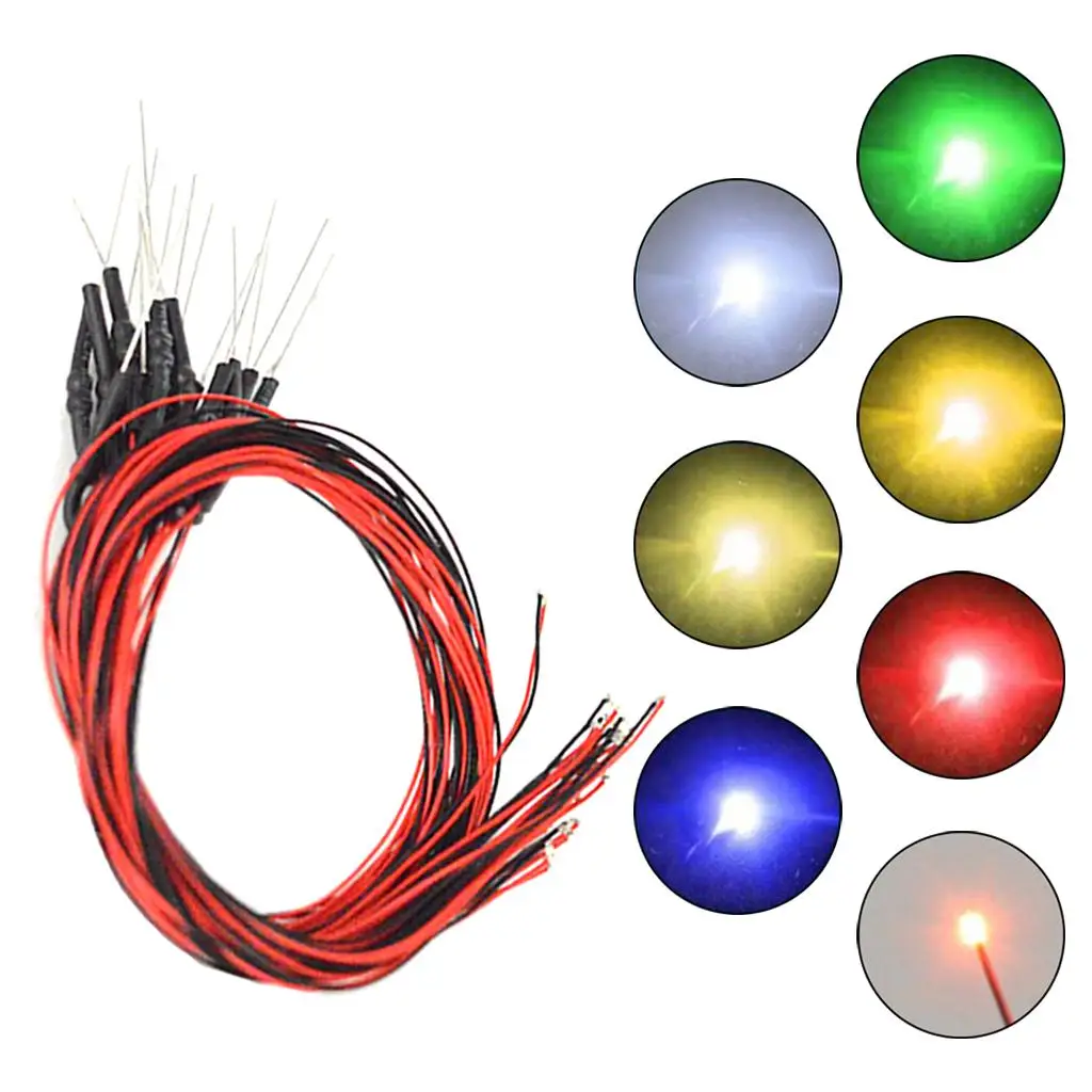 20pcs Led Lamp Wire Models Set 12V for Miniature Micro Landscape Layout Accs