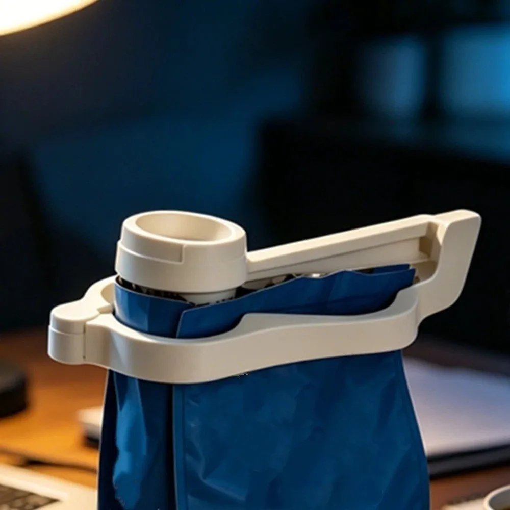 

3D Printed Coffee Bag Sealing Clip with Pour Spout Moisture Proof Bag Sealer Clip with Dispenser Plastic Long-lasting