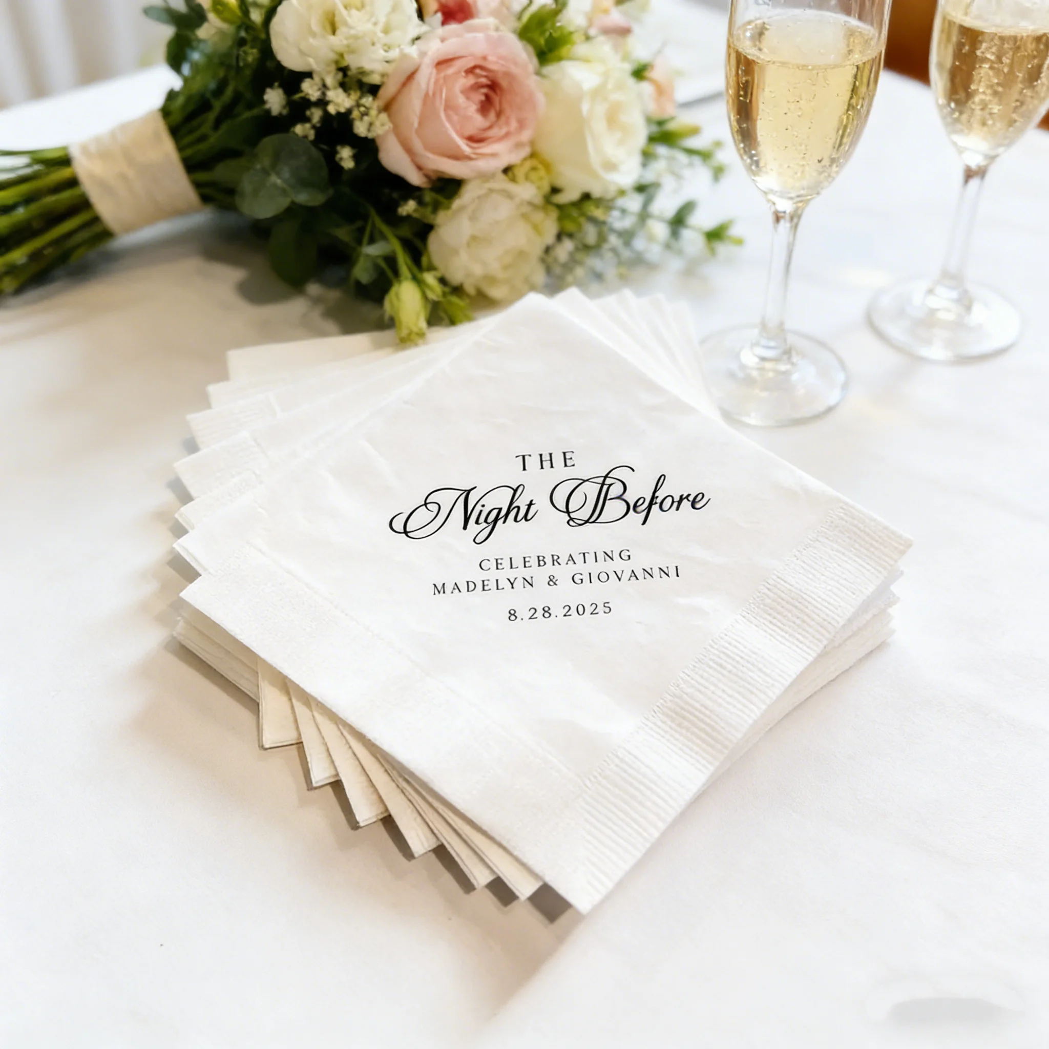 

50pcs Personalized Foil Stamped Cocktail Napkins Custom Text Elegant Wedding Party Table Decoration Supplies