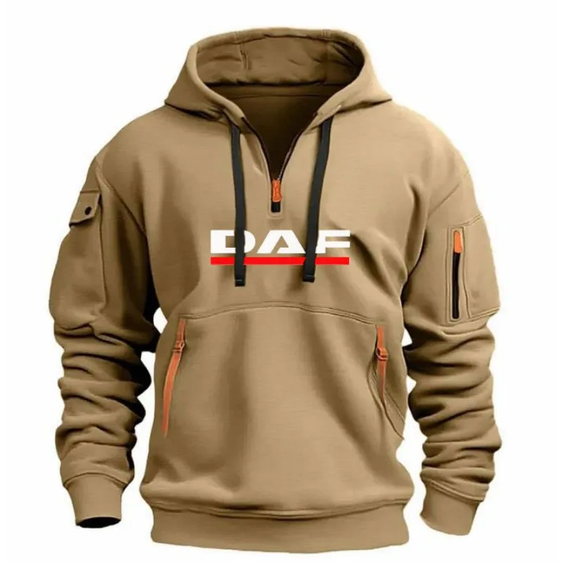 Autumn and winter men's fashionable casual printed loose sports pullover, warm hooded large-sized fitness sweatshirt