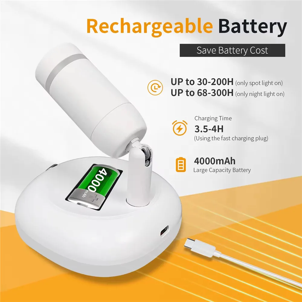 LED Spotlight 4000mAh Rechargeable Magnetic Suction Three-color Temperature Desk Lamp Photo Painting Light Spotlight
