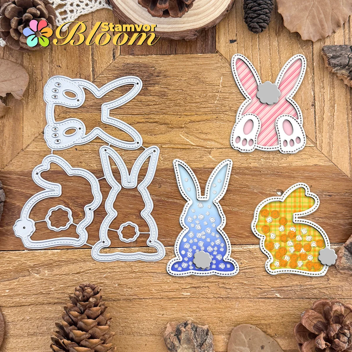 Original schöne Osterhasen-Rückseite, Shaker-Karten, Metall-Stanzformen, Scrapbooking, dekorative Prägung