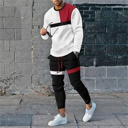 Summer 2 Piece Sets Tracksuit Men Long Sleeve T Shirt+Sweatpants Suit Men Streetwear Vintage Oversize Sweatshirt Men's Clothing