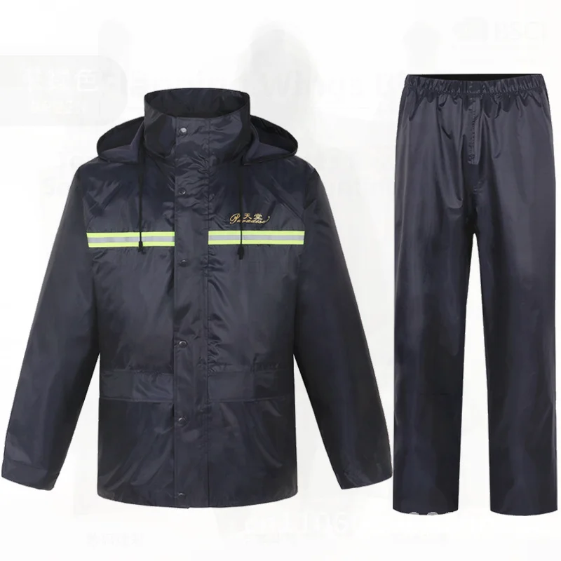 

Double-Layer Breathable Raincoat Set for Men & Women Full-Body Motorcycle Electric Car Rain Pants And Jacket Navy Blue