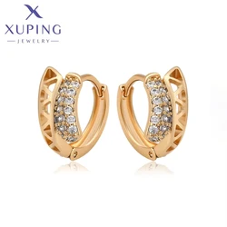 Xuping Jewelry New Arrival Copper Simple Style with Stone Light Gold Color Hoop Earrings for Women Girl Party Gift X000795007
