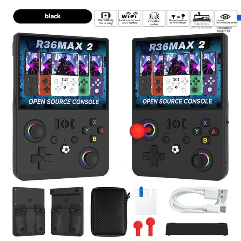 【RECOMENDAR】R36MAX2 Handheld Video Game Console 4.5 Inch Screen 22000+ Games Open Source Wifi Retro Game Console 30+ Emulator Su