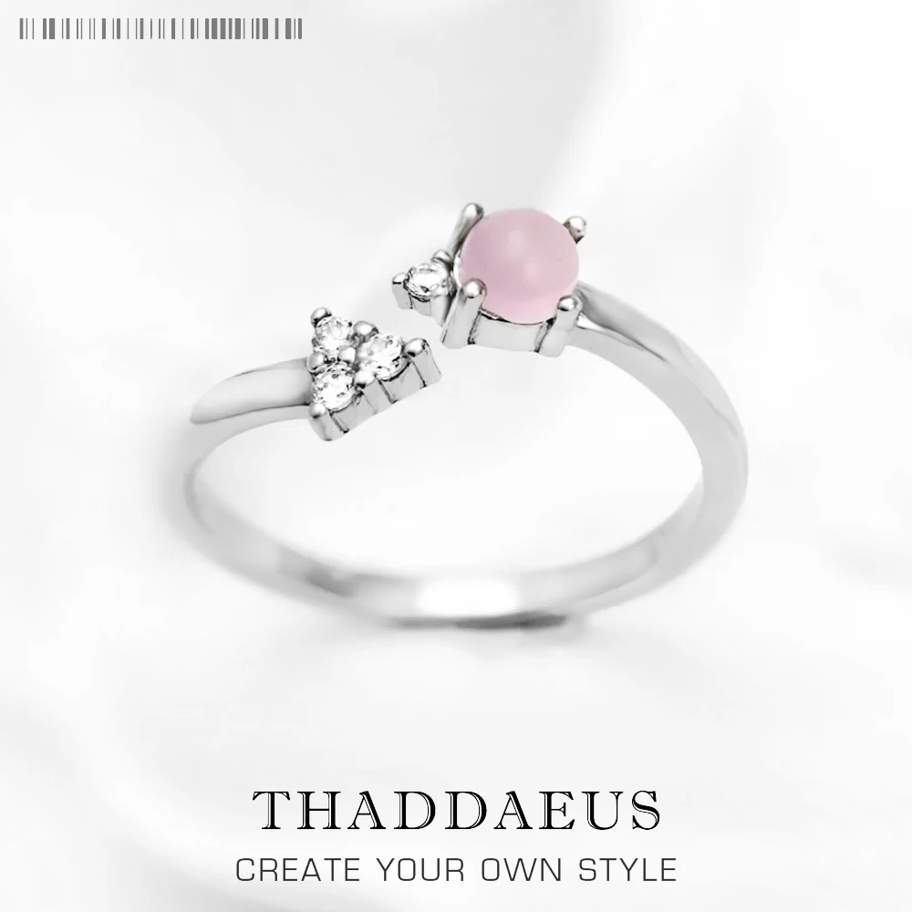 

Ring Arrow Opal-coloured Stone Shimmering Pink Europe Fine Jewerly For Women Summer Romantic Gift In 925 Sterling Silver