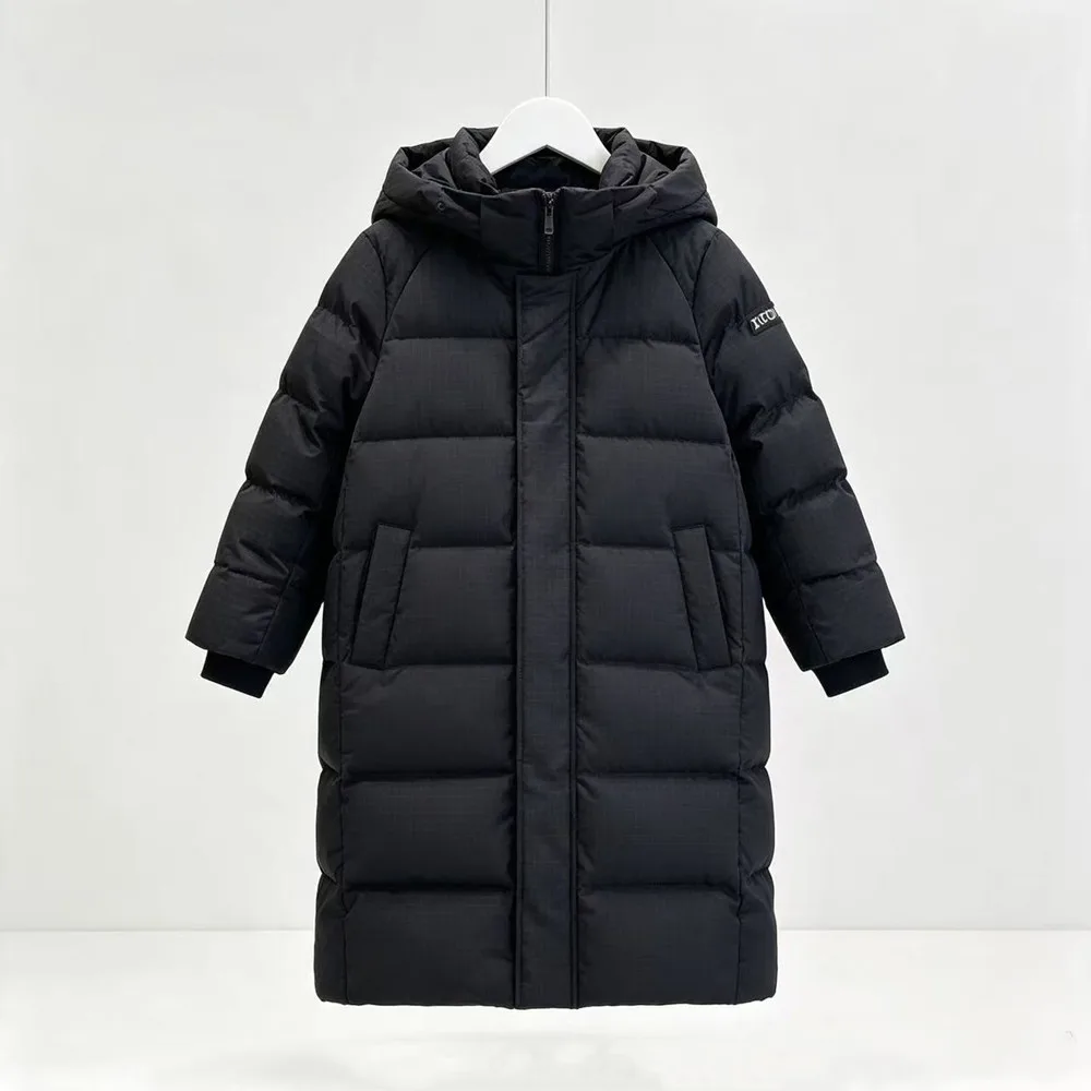 Winter Kids Thick Warm Down Coat Boys Girls Long Over Knee Padded Jacket New Children Cotton Padded Parka Outerwear 120-170CM