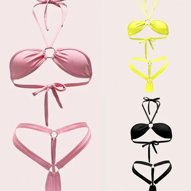 

Европейский и американский новый популярный женский купальник со шнуровкой и разрезом, сексуальное бикини, высококачественный милый купальник