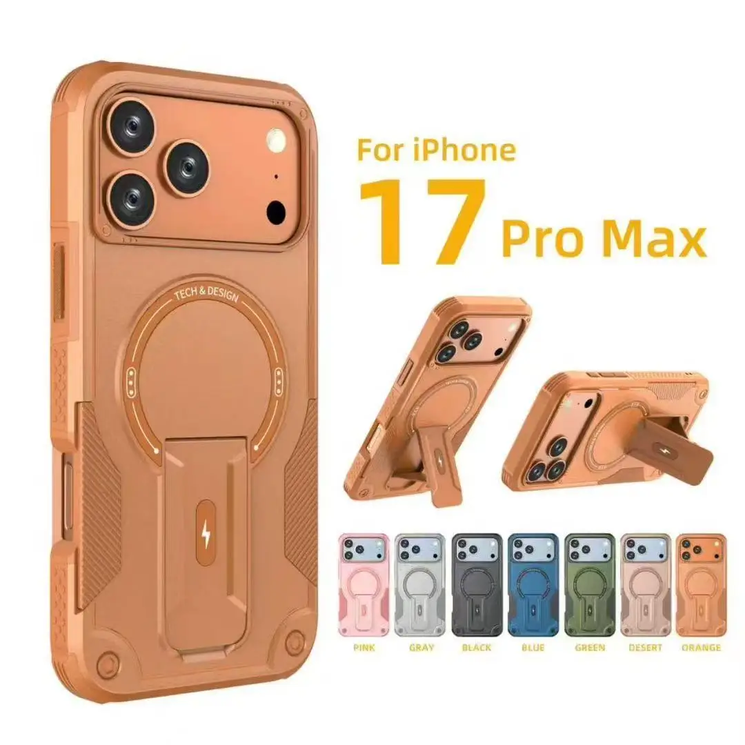 Militärisch Stoßfeste Handyhülle für iPhone 11 12 13 14 15 16 17 Pro Max mit Magnetischer Drahtloser Aufladung und Unsichtbarem Ständer – Detail 1