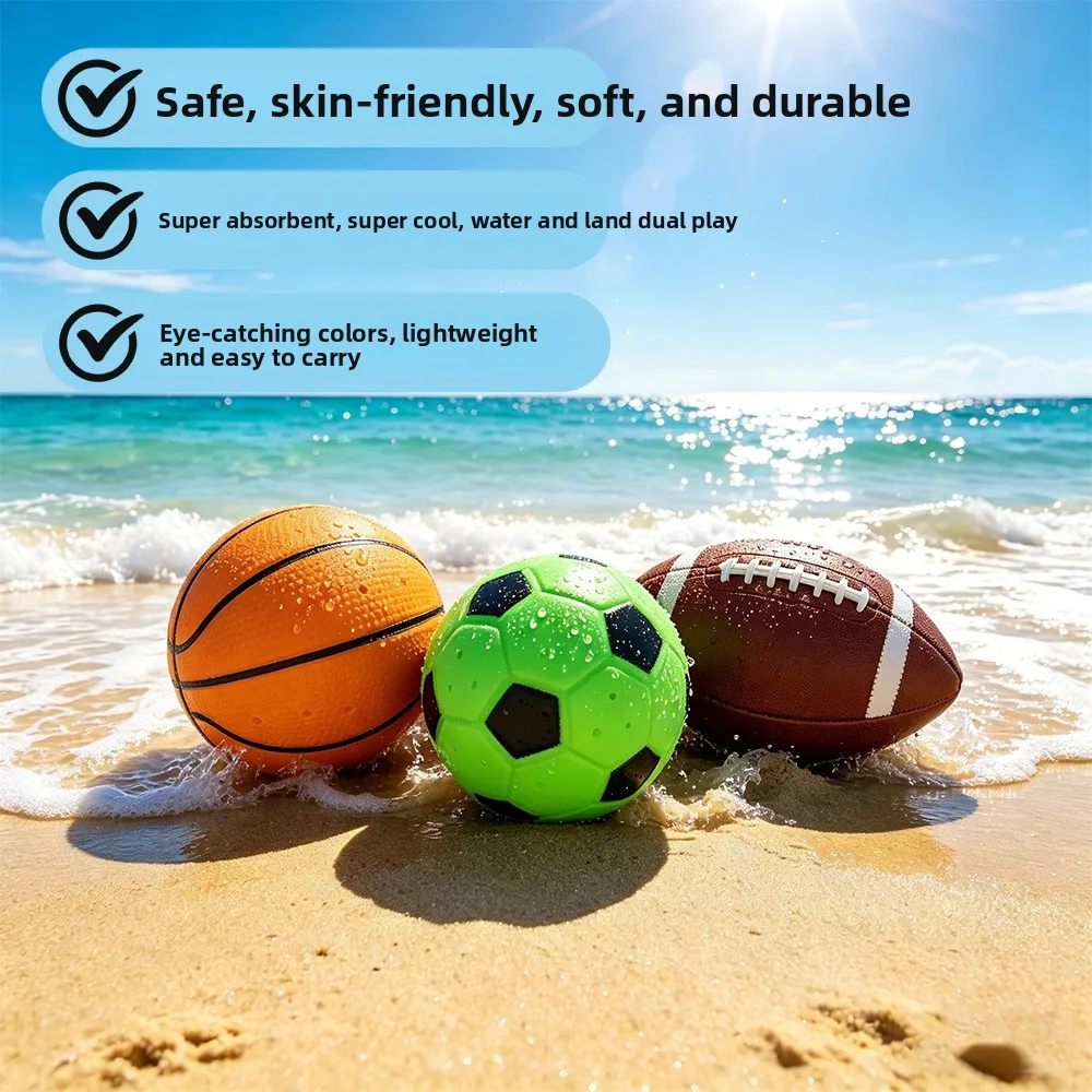 TPR Sponge Water Absorbent Dodge Splash Ball Soft Ball Toy for Kids Teens Outdoor Soaking Ball Outdoor Summer Interactive Pla