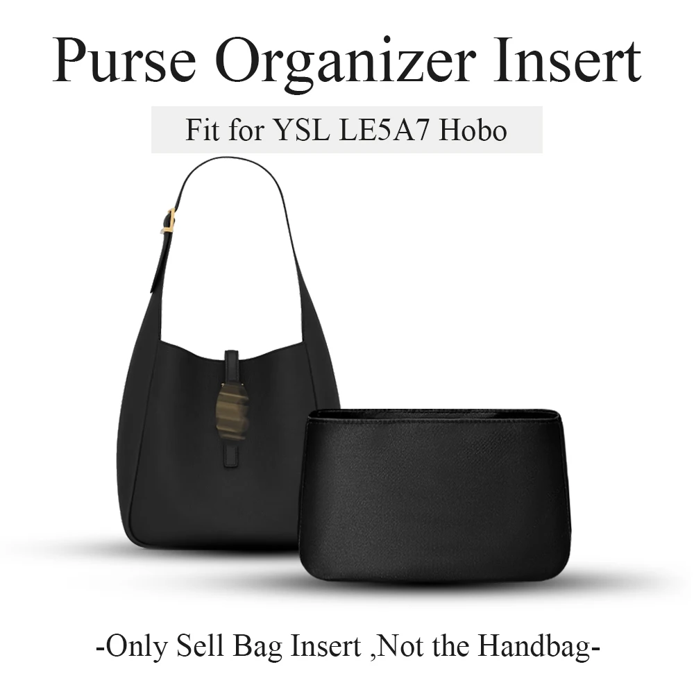 

Nylon Purse Organizer Insert Fit for YSL LE5A7 Hobo Handbag, Slim Inside Bag Organizer Insert Zipper Inner Liner Bag In Bag