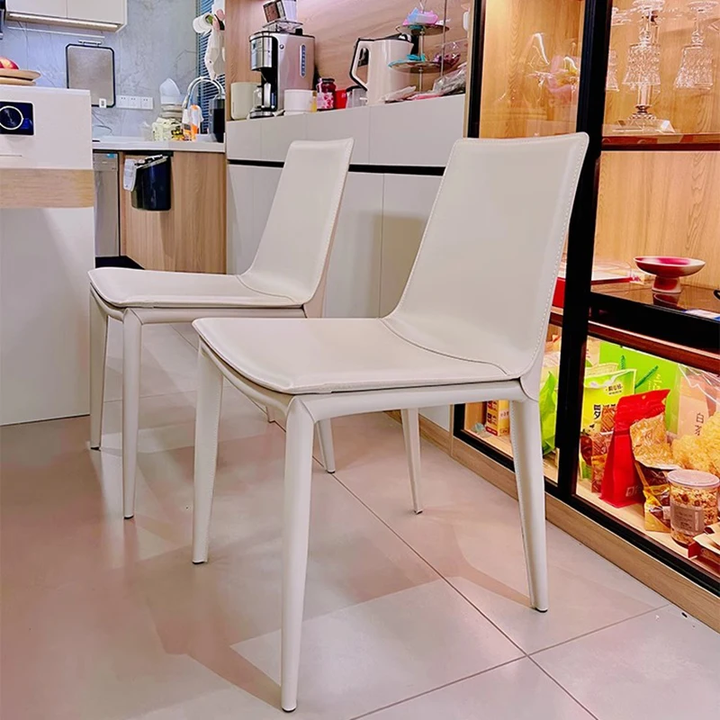 

Nordic Italian Dining Chairs Minimalist Luxury Designer Leather Dining Chairs Trendy White Sillas Para Sala De Estar Furniture