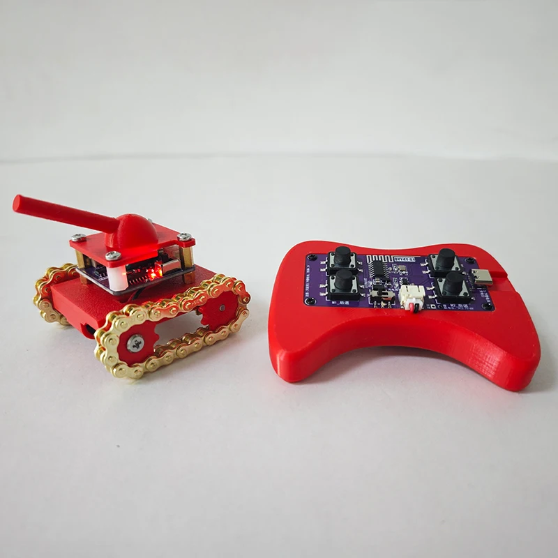1Set DIY Mini RC Tank Tracked Crawler Electric Desktop Robot Toy 3D Printed Metal Chain Remote Control Assembly Kit Educational