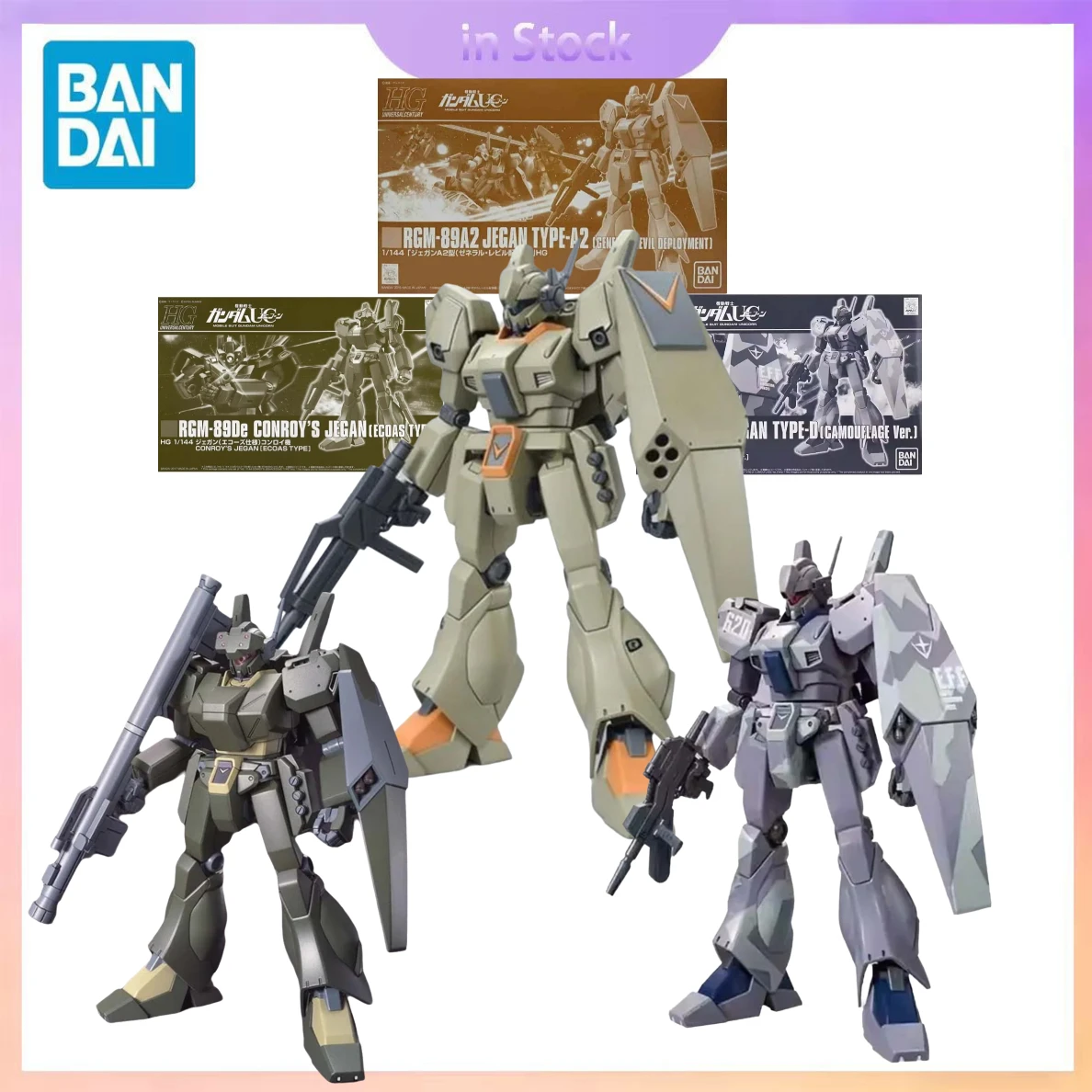 

Оригинальный набор для сборки модели Gundam HG Jegan Ecoas A2 D от Bandai, в наличии, коллекционная аниме-фигурка, игрушка, подарок