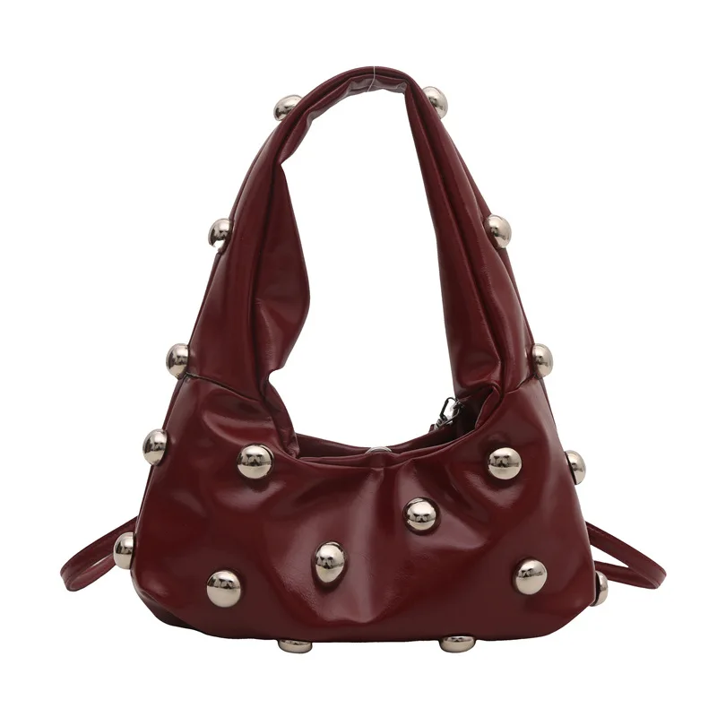 

Women's Fashion Studded Handbag Single-Shoulder Underarm Bag 2025 Spring New Style, Versatile Crossbody Crescent Bag