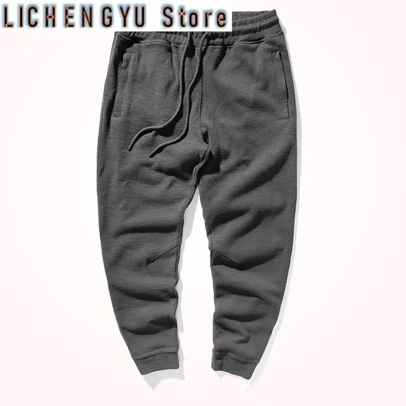 Autumn and Winter New Men's Fashion Simple Sweatpants Thick Heavy Weight Elastic Waist Drawstring Sports Casual Pants