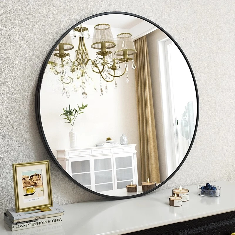 

Bathroom round toilet wall-mounted anti-fog luminous makeup mirror free of punching
