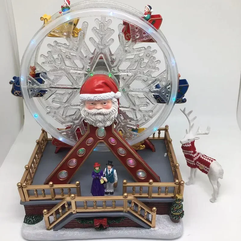 Spot Transparent Resin Handicrafts Crystal Ball Glass Christmas Ornament with Light Music Box Automatic Snow Globe