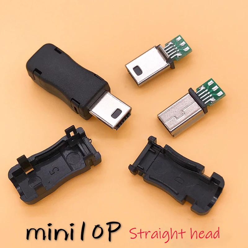 10P Stecker USB Mini 10 Pin DIY Mobile Datenkabel Zubehör Schnittstelle Mobile Stecker Stecker Gerade/gebogene Shell drei Stück Set – Detail 3