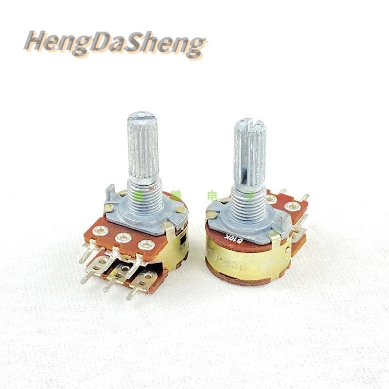 5Pcs/Lot Type 16 6-pin Dual B10K Computer Speaker Power Amplifier Audio High And Low Volume Potentiometer 20mm Shaft Length