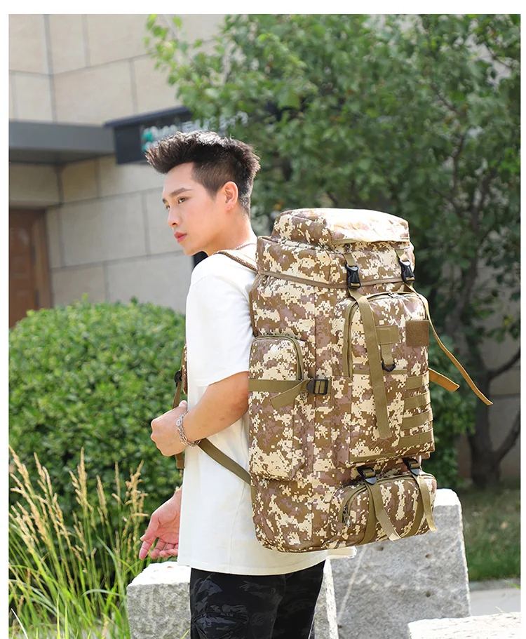 Tactical Large Capacity 80L Travel Climbing Bag Military Backpack Men Army Bags Canvas Bucket Bag Shoulders Sports Bag