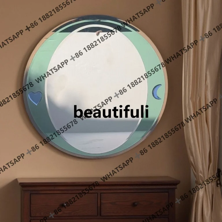 Crystal glass bathroom mirror washstand wall hanging high-end jadeite green glass light luxury vanity mirror