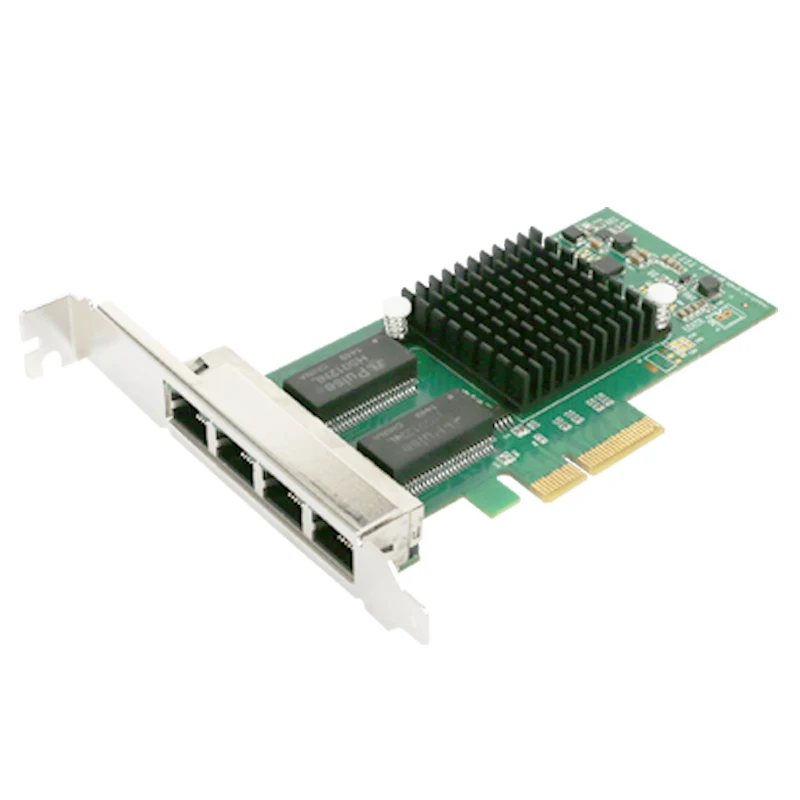Para tarjeta Intel I350-T4 PCIe X4 Gigabit Ethernet (4 puertos) - NIC de servidor/escritorio con VLAN, WOL, cámara y visión industriales de fibra