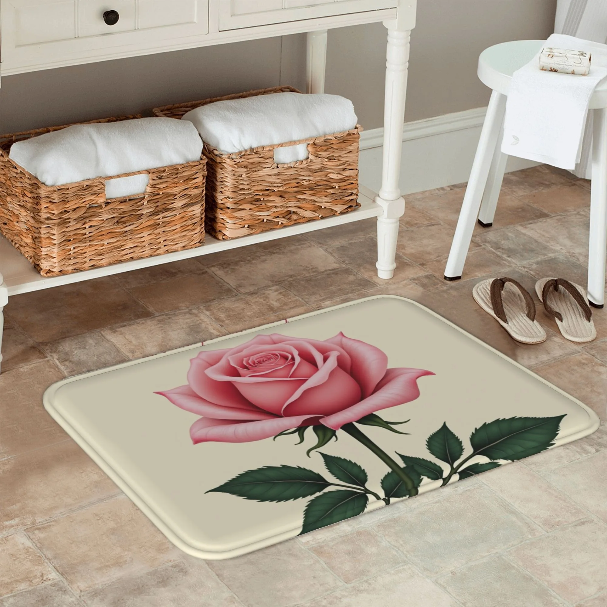 1PC Rose Pattern Kitchen Rug N - Outdoor Camping Kitchen With Sink ulasan dan harga