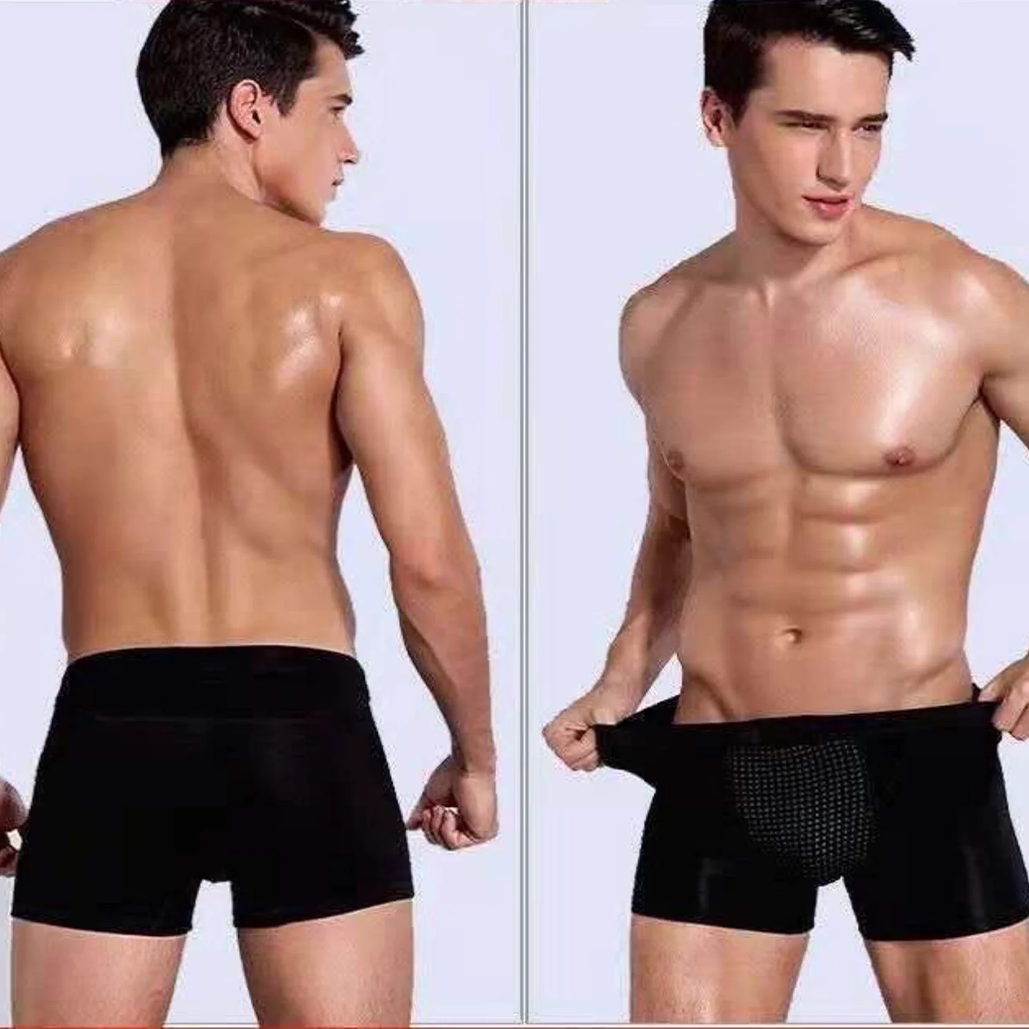 Man Magnetic Therapy Underwear Bulge Pouch Lingerie Nature Enhancing Underpants Anti-Bacteria Boxers Breathable Cotton Ice Silk