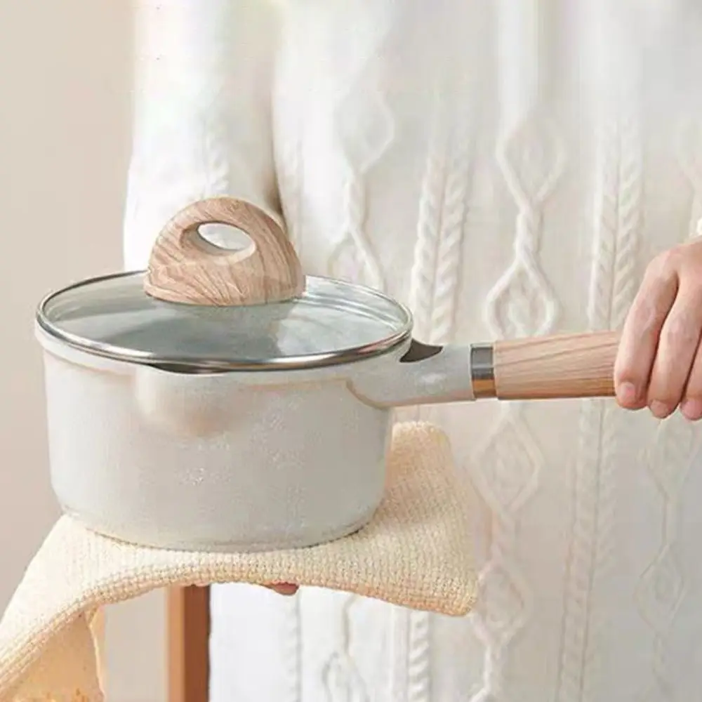 Cookware Non-stick Aluminum Alloy Milk Pot Visible Lid Spout Design Soup Pan Universal Baby Food Pot Breakfast