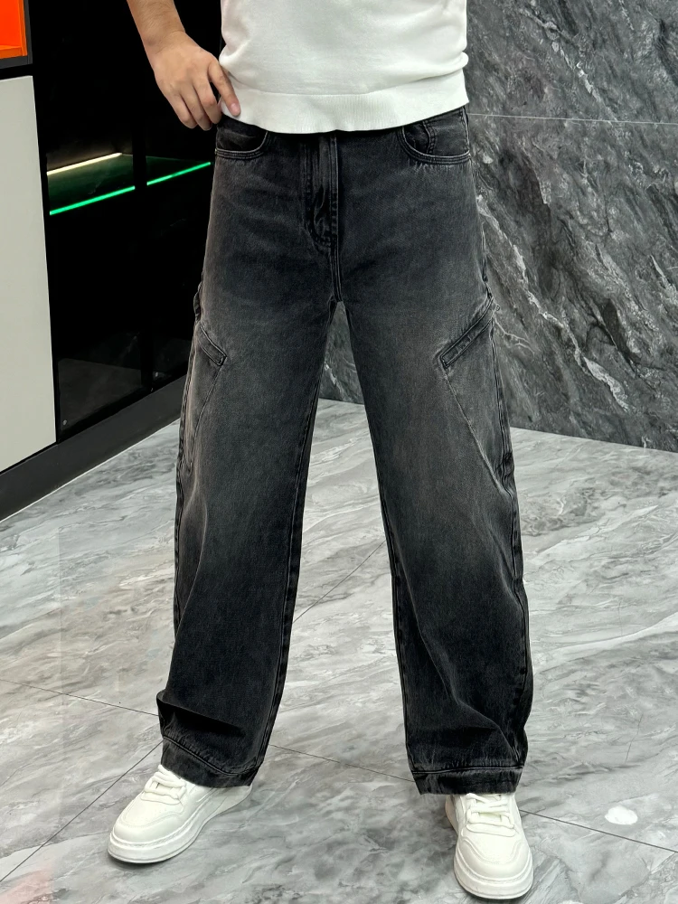 

Washed American Style Men's Jeans Loose Wide Leg Knife Pants Youth High Street Cool Long Trousers Spring Summer Fashion