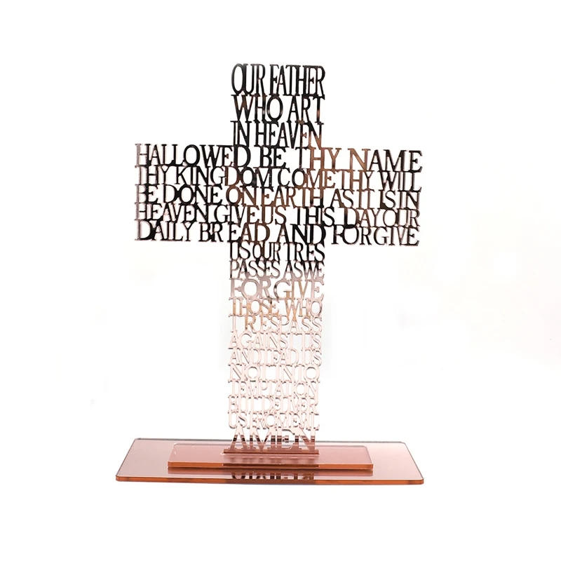Kitab Suci Bapa Akrilik untuk Salib dengan Stand Gereja Religius Standing Crucifi Drop ship