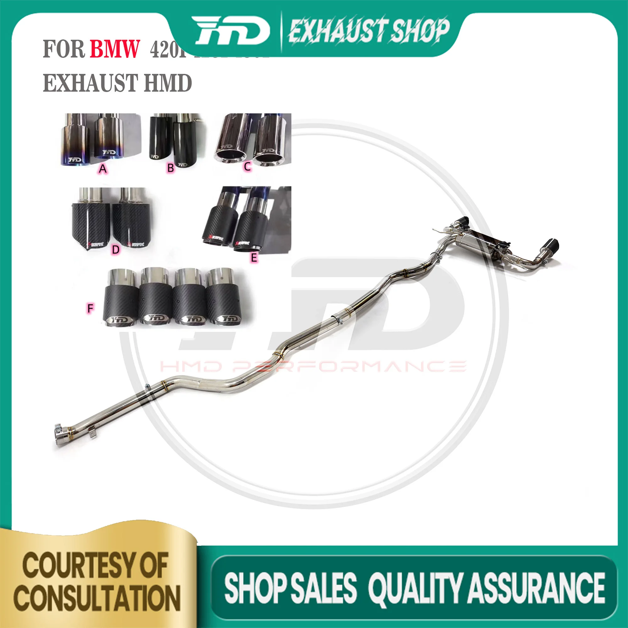 

High Quality Catback For BMW 420i 425i 428i F36 2013-2016 Stainless Steel Exhaust System Electronic Valve Muffler Tips HMD