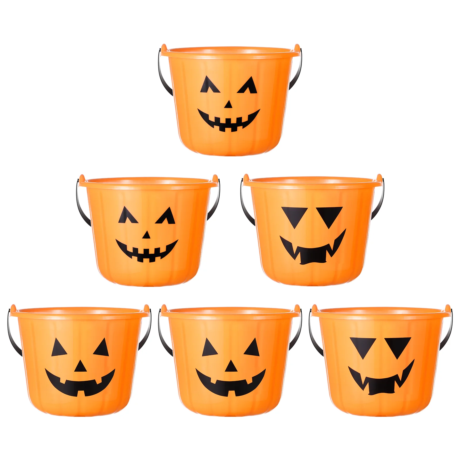 Pumpkin Design Bucket with Handle Halloween Candy Holder Basket Oversized Party Supplies Pail