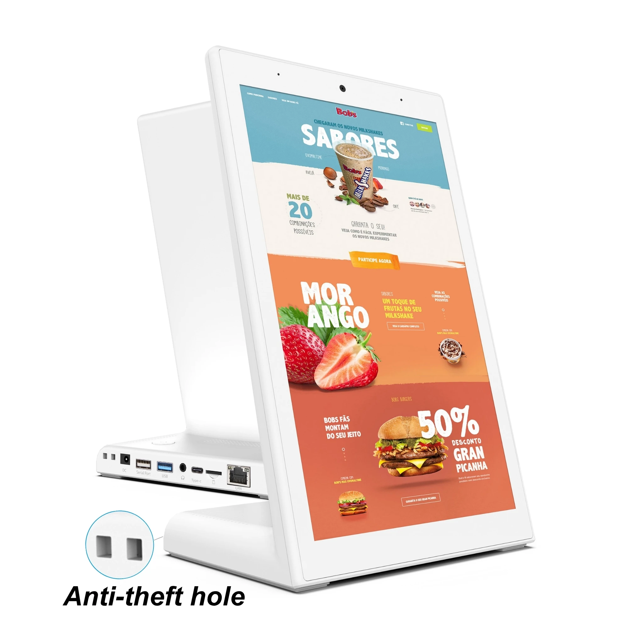 High Quality China L-Shape 10.1 Inch Android 11 Touch Screen Optional NFC 2 + 16GB Tablet Restaurant Order