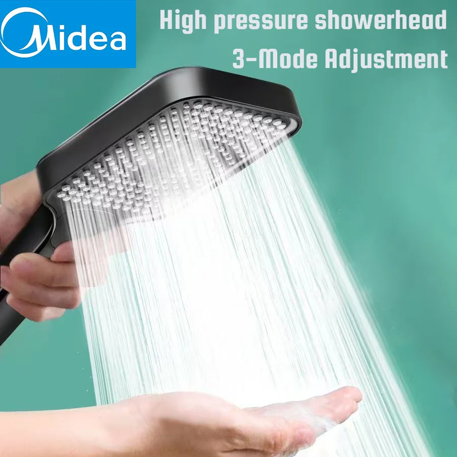 Midea 13 cm grand panneau 3 Modes pomme de douche réglable haute pression Massage pomme de douche élément filtrant accessoires de salle de bain à domicile