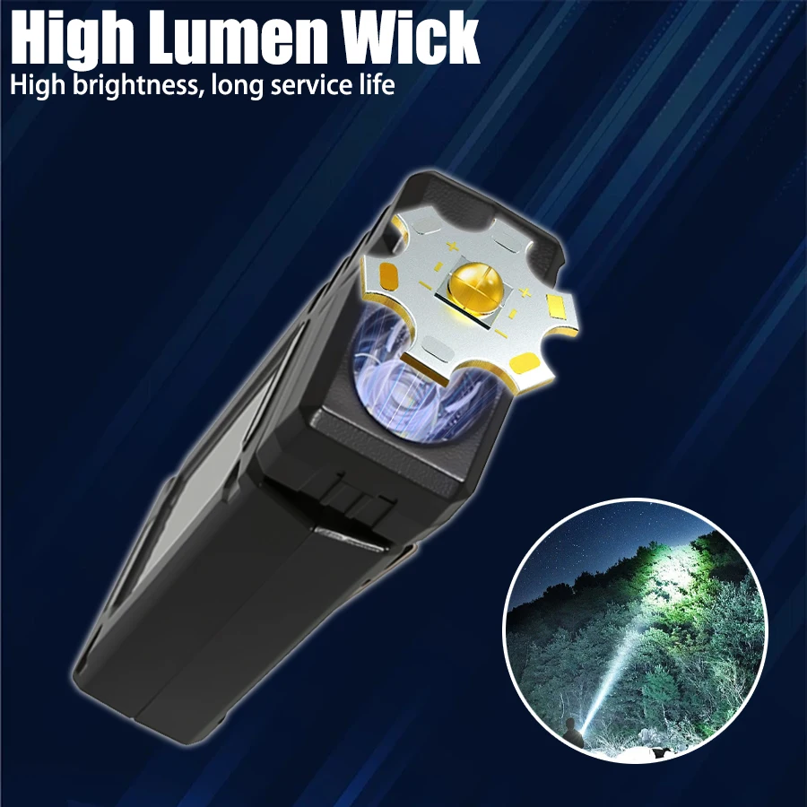 Rechargeable Tactical Flashlight,High Lumen Light,Compact Portable,Long Range,Type-C,Power Display,Dual Light,Outdoor Hiking BBQ
